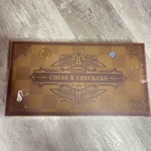 AMEROUS 15'' Wooden‎ Chess & Checkers Set, 2 in 1 Board Games